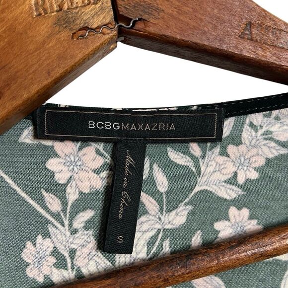 BCBGMaxazria Isabella Asymmetrical Floral Wrap Dress Green Black Size Small - Picture 6 of 7